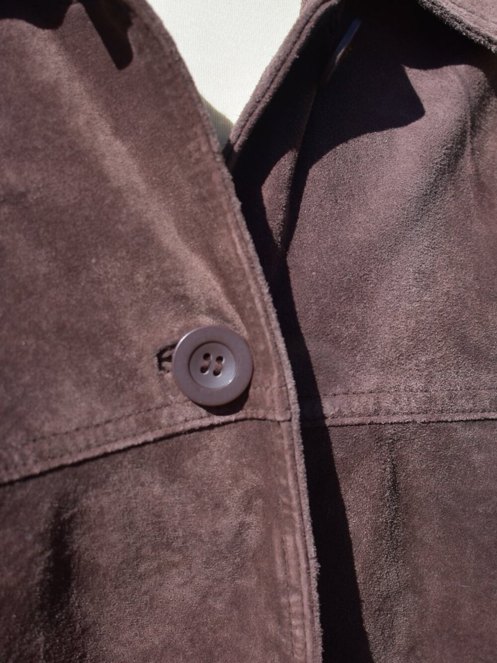 Brown Suede Button-Front Jacket | Fully Lined | Classic Style - Picture 2 of 14